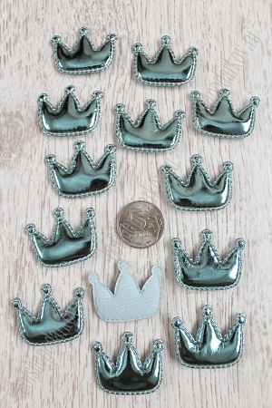 Патч 3D, кожзам &quot;Корона&quot; 3,5*3 см (20 шт) SF-1541, голубой