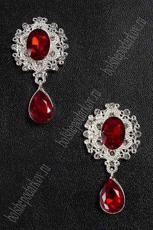 Серединка ювелирная с подвеской (2 шт) SF-4482, серебро/бордовый №1