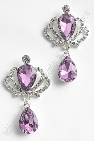 Серединка ювелирная с подвеской (2 шт) SF-5970, серебро/фиолетовый №2