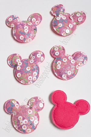 Патч с крупными пайетками &quot;Микки&quot; 55*58 мм (10 шт) SF-2975, фукси