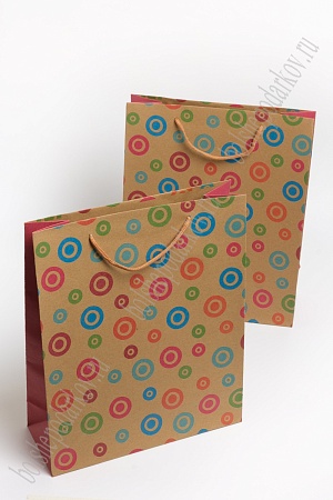 Пакет крафтовый с рисунком &quot;Горошек&quot; 26*32*10 см (12 шт) SF-7171, №1