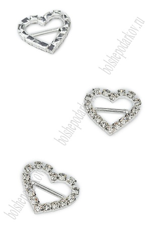 Пряжка со стразами 19*21 мм (5 шт) &quot;Сердечко&quot; SF-7520