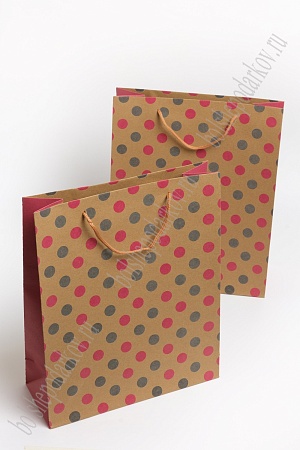 Пакет крафтовый с рисунком &quot;Горошек&quot; 26*32*10 см (12 шт) SF-7171, №4