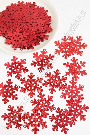 Пайетки &quot;Снежинки крупные&quot; 6,5 см*50 гр (SF-1138) красный №50103