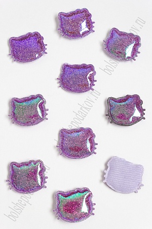 Патч глянец с блестками &quot;Котёнок&quot; 3*3,5 см (10 шт) SF-2971, сиреневый хамелеон