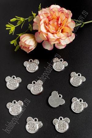 Подвеска пластик 20*20 мм &quot;Микки&quot; (20 шт) SF-5161, серебро