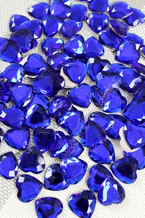 Стразы граненые 16 мм, сердце (50 шт) SF-380, синий