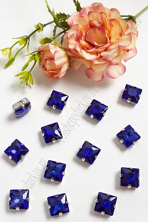 Стразы пришивные 12 мм &quot;Квадрат&quot; (20 шт) SF-3710, синий №9