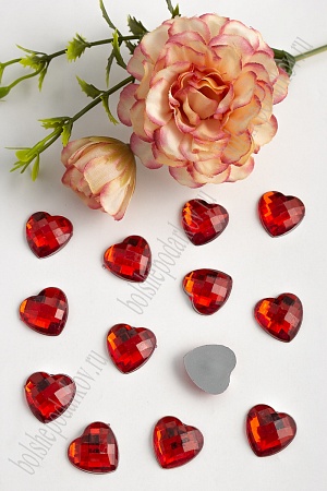 Стразы граненые 16 мм, сердце (50 шт) SF-380/1615, красный
