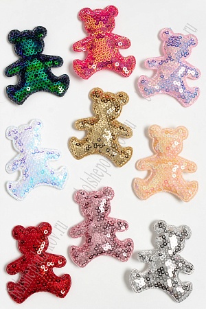 Патч с пайетками &quot;Мишка&quot; 5*6 см (20 шт) SF-3782, ассорти