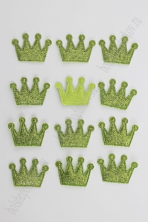 Патч с блестками 3*2,5 см &quot;Корона&quot; (40 шт) SF-1903, салатовый