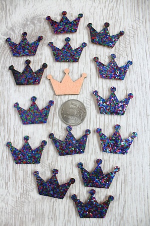 Патч с пайетками &quot;Корона&quot; 3,5*2,5 см (20 шт) SF-1528, синий