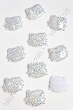 Патч глянец &quot;Котёнок&quot; 3*3,5 см (10 шт) SF-2972, серебряный