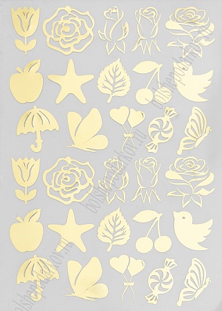 Набор наклеек из термотрансферной пленки &quot;Ассорти&quot; №7, золото