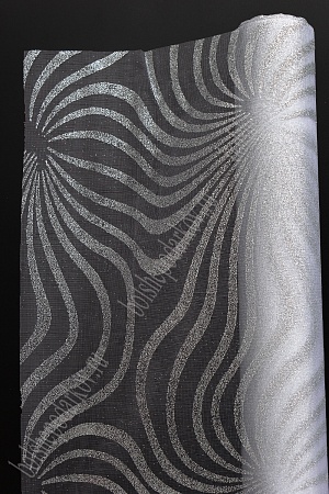 Органза 48 см*5 ярд &quot;Узоры с глиттером&quot; (SF-769-2) серебряный