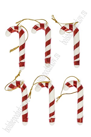 Новогодние украшения 6,5 см (6 шт) &quot;Леденец&quot; (SF-1692) красный