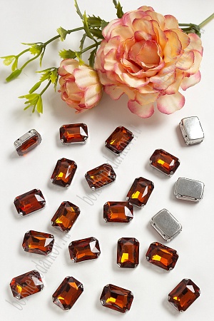 Стразы пришивные 14 мм &quot;Прямоугольник&quot; (20 шт) SF-3703, темно-коричневый №4