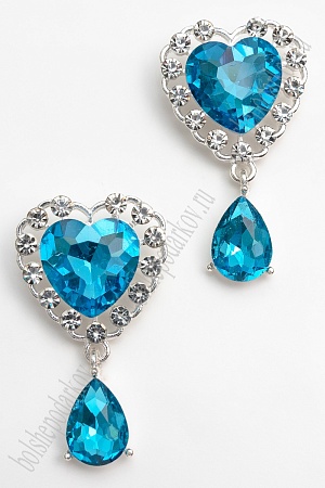 Серединка ювелирная с подвеской &quot;Сердечко&quot; (2 шт) SF-7047, голубой №15
