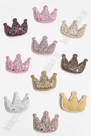 Патч 3D с блестками &quot;Корона&quot; 4*3,2 см (50 шт) SF-3162, ассорти