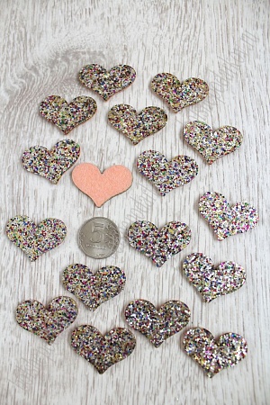 Патч с пайетками &quot;Сердце&quot; 3,8*2,7 см (20 шт) SF-1529, серебро