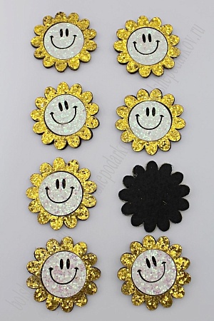 Патч с пайетками &quot;Цветок с улыбкой&quot; 4,5 см (10 шт) SF-1878, золото