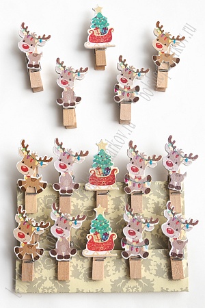 Набор декоративных прищепок &quot;Олени&quot; (10 шт) SF-6137