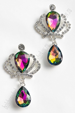 Серединка ювелирная с подвеской (2 шт) SF-5970, серебро/хамелеон  №30