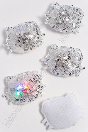 Патч с пайетками &quot;Котёнок&quot; 5*4,2 см (5 шт) SF-3165, серебряный