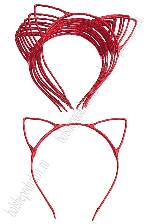 Ободки &quot;Ушки&quot; 5 мм ткань металлик (10 шт) SF-1128-2, красный