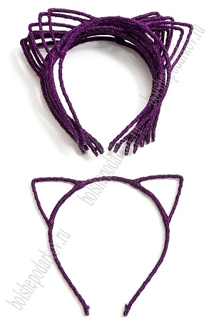 Ободки &quot;Ушки&quot; 5 мм ткань с люрексом (10 шт) SF-1128, сиреневый/черный