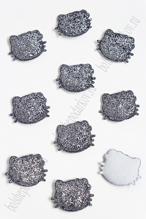 Патч 3D с блестками &quot;Котёнок&quot; 2,9*3,2 см (20 шт) SF-3162, графит