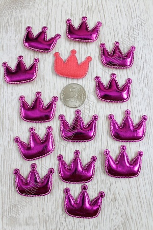 Патч 3D, кожзам &quot;Корона&quot; 3,5*3 см (20 шт) SF-1541, фукси