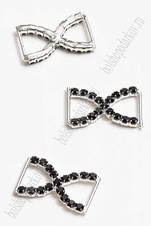 Пряжка декоративная со стразами 26*15 мм (5 шт) SF-2058, черный