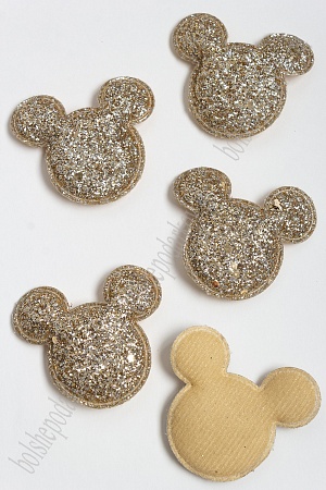 Патч 3D с блестками &quot;Мультик&quot; 6*5,2 см (10 шт) SF-3163, светлое золото