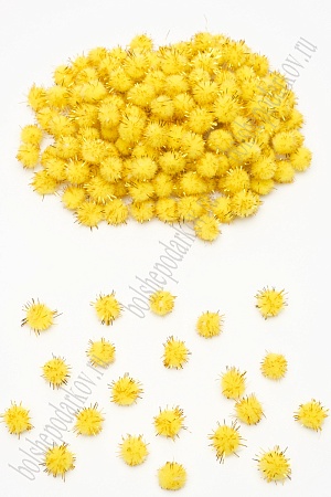Помпоны с люрексом 10 мм (200 шт) SF-1167, желтый