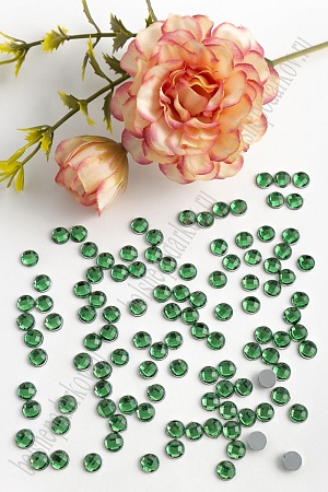 Стразы граненые 6 мм, круглые (500 шт) SF-396, зеленый