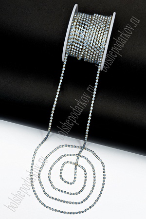 Стразы в бобине SS8М (2,4 мм*10 ярд) SF-2054, голубой в золотой оправе