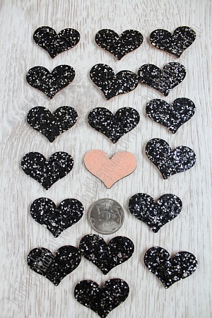 Патч с пайетками &quot;Сердце&quot; 3,8*2,7 см (20 шт) SF-1529, черный