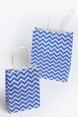 Пакет крафтовый с рисунком &quot;Зигзаг&quot; 15*21*8 см (12 шт) SF-7172, синий