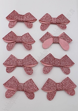Патч с блестками 7*2,5 см &quot;Бантик&quot; (10 шт) SF-1872, розовый