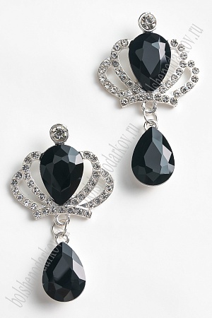 Серединка ювелирная с подвеской (2 шт) SF-5970, серебро/черный №6