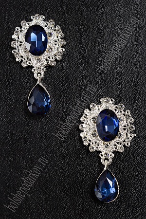 Серединка ювелирная с подвеской (2 шт) SF-4482, серебро/темно-синий №22