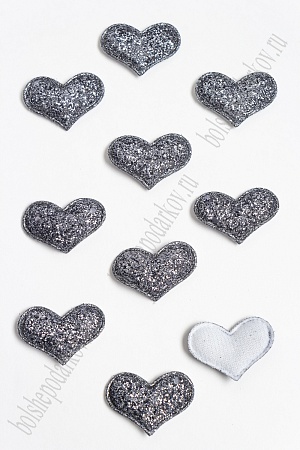 Патч 3D с блестками &quot;Сердечко&quot; 3,8*2,8 см (20 шт) SF-3162, графит