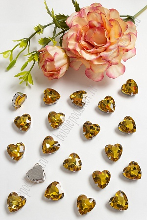 Стразы пришивные 12 мм &quot;Сердечко&quot; (10 шт) SF-3716, золото №14