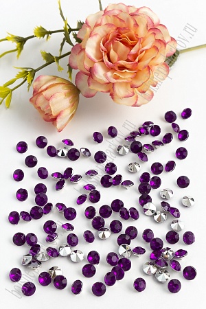 Стразы объемные 6 мм (250 шт) SF-389, темно-фиолетовый