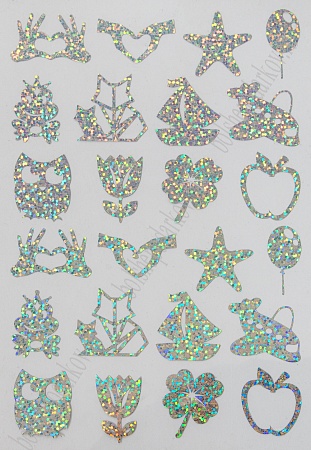 Набор наклеек из термотрансферной пленки &quot;Ассорти&quot; №10, голографик