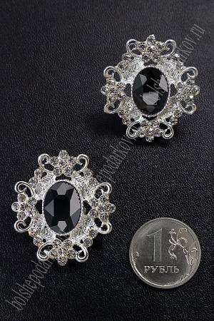 Серединка ювелирная (2 шт) SF-5794, серебро/черный №6