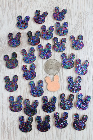 Патч с пайетками &quot;Зайчик&quot; 2,5*2 см (20 шт) SF-1531, синий