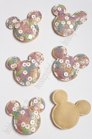 Патч с крупными пайетками &quot;Микки&quot; 55*58 мм (10 шт) SF-2975, бежевый