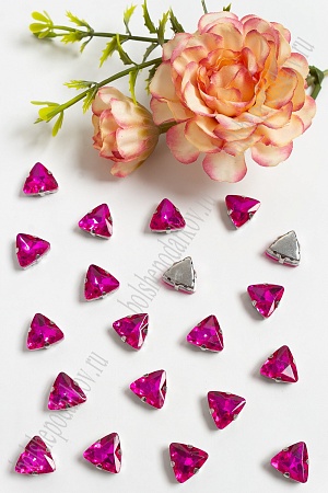 Стразы пришивные 12 мм &quot;Треугольник&quot; (10 шт) SF-3766, фукси №21